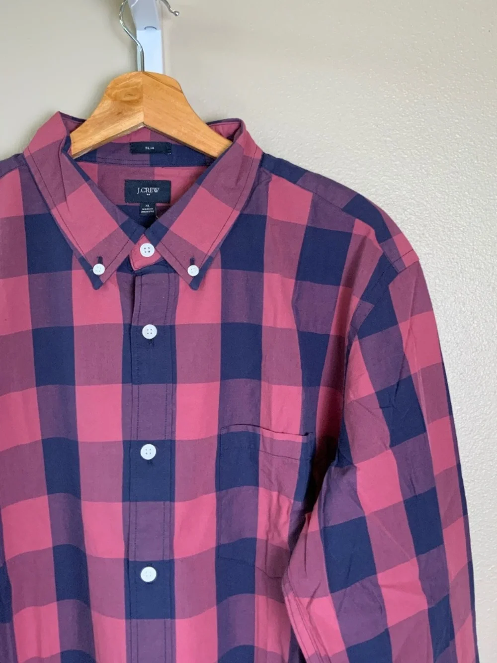 J. Crew Factory Gingham Buffalo Check Slim Washed Button Down Oxford Shirt